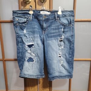 Torrid Distressed Denim Blue Shorts Size 16